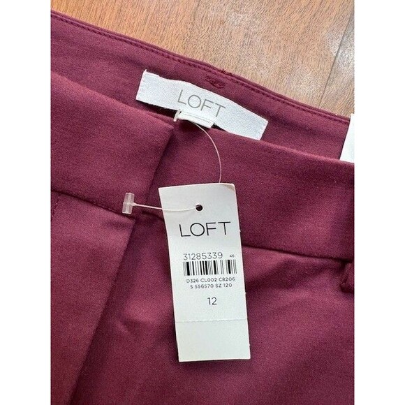 Ann Taylor LOFT Womens The Perfect Straight Pants Burgundy Wine Sz 12 Chino NWT - Picture 2 of 13